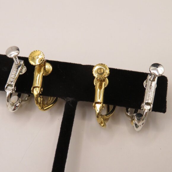 Vintage Napier Clip and Screw-on Earrings Gold & Silver Tone 2 Pairs - Picture 4 of 5